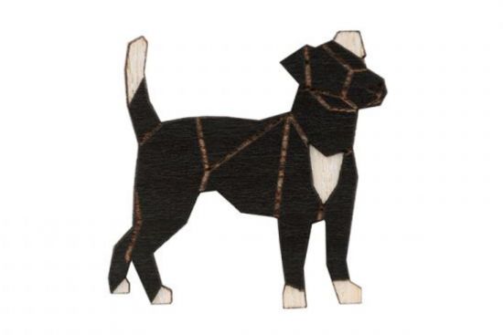 Wooden brooch Walking Darkdog Brooch