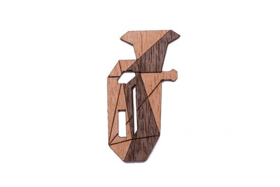 Wooden brooch Tuba Brooch