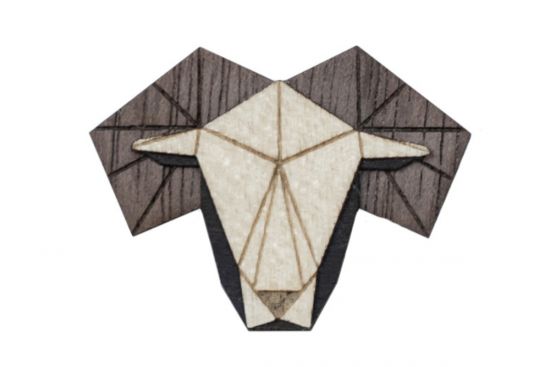 Wooden brooch Aries Brooch