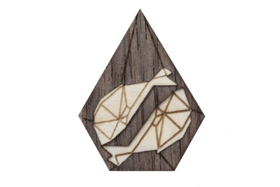 Wooden brooch Pisces Brooch