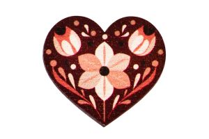 Wooden Brooch Folk Heart – Red