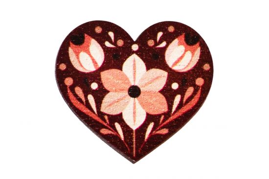 Wooden Brooch Folk Heart – Red