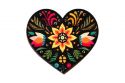 Wooden Brooch Folk Heart – Black