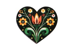 Wooden Brooch Folk Heart – Green