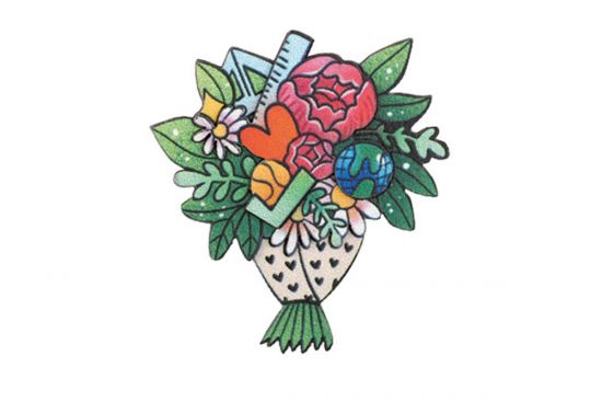Wooden brooch Floral puget