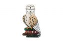 Wooden brooch Reading owl