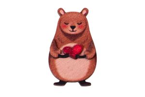 Wooden Brooch – Beaver Love