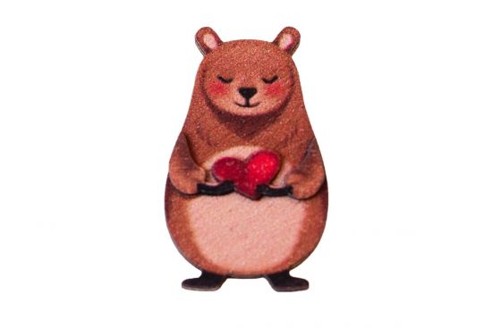 Wooden Brooch – Beaver Love