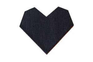 Wooden Brooch Black Heart