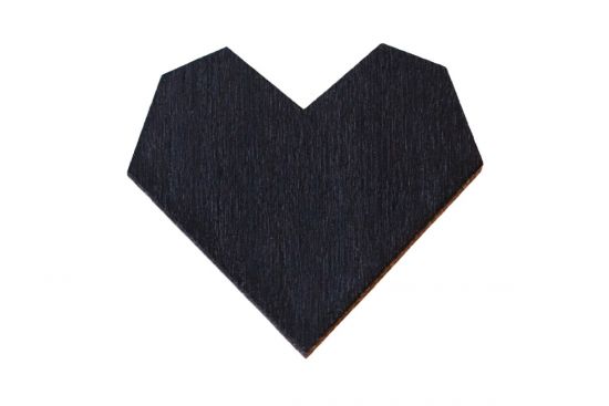 Wooden Brooch Black Heart