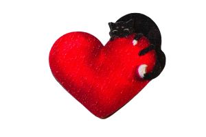 Wooden Brooch – Claws in Heart