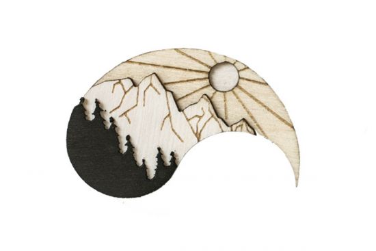 Wooden brooch Day Brooch