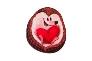 Wooden Brooch – Hedgehog in Love
