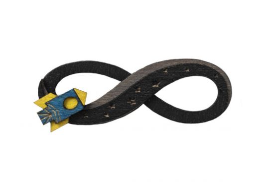 Wooden brooch Infinity Spaceship Brooch