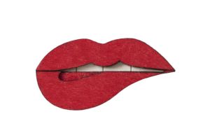 Wooden brooch Lips Brooch