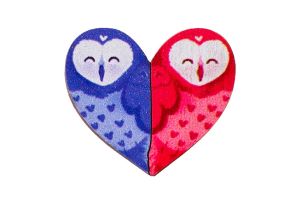Wooden Brooch – Owl Love