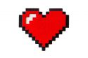 Wooden Brooch Pixelated Red Heart