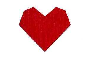 Wooden Brooch Red Heart
