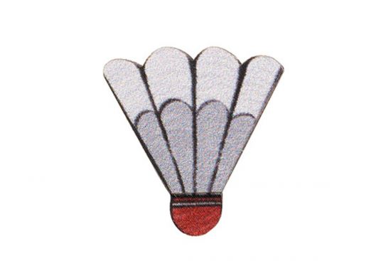 Wooden brooch Badminton basket 