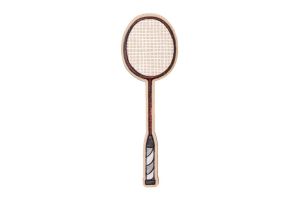 Wooden brooch Badminton bat