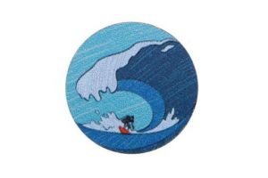 Wooden brooch Big wave 