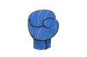 Wooden brooch Blue boxing glove 