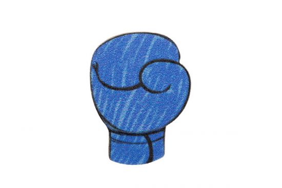Wooden brooch Blue boxing glove 