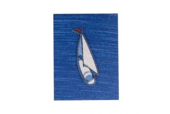 Wooden brooch Boat at sea 