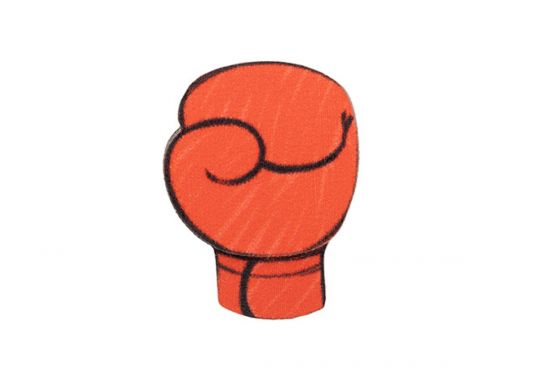 Wooden brooch Red boxing glove 