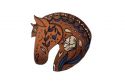 Wooden brooch Brown horse