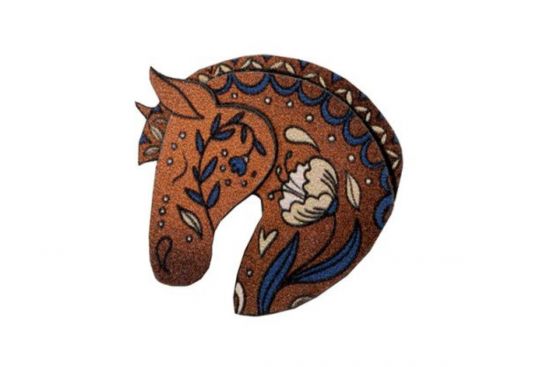 Wooden brooch Brown horse