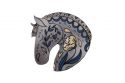 Wooden brooch Grey horse 