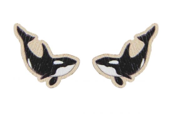 Wooden Earrings Orca