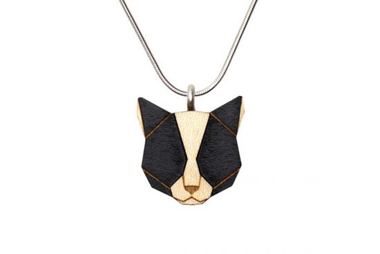 Wooden pendant Black Cat Pendant