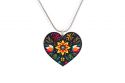 Wooden Pendant Folk Heart – Black