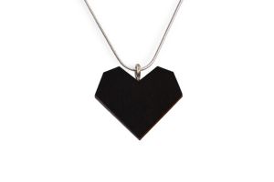 Wooden Pendant Black Heart