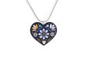 Wooden Pendant Folk Heart – Blue