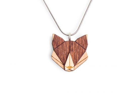 Wooden pendant Fox Pendant