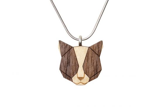 Wooden pendant Grey Cat Pendant