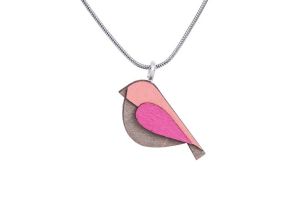 Wooden pendant Pink Bird Pendant
