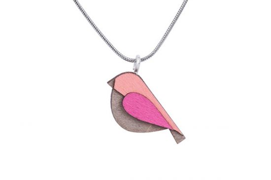 Wooden pendant Pink Bird Pendant