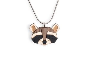 Wooden pendant Raccoon Pendant