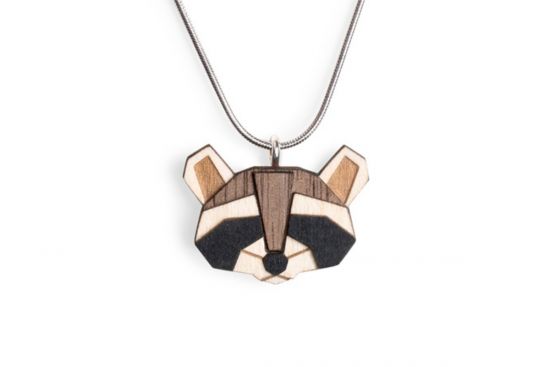 Wooden pendant Raccoon Pendant