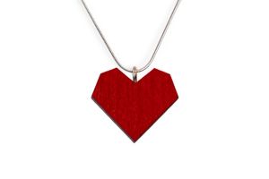 Wooden Pendant Red Heart