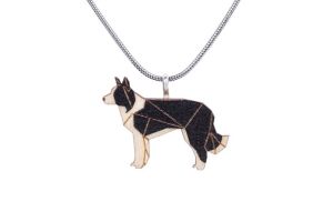 Wooden pendant Walking Collie Pendant