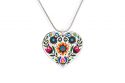 Wooden Pendant Folk Heart – White