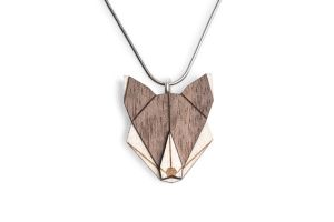 Wooden pendant Wolf Pendant