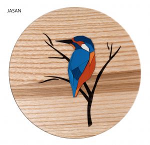 Solid wood kingfisher decoration