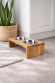 Stand with two bowls  for dogs LINEA L – Oak wood