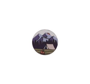 Wooden brooch Camping 